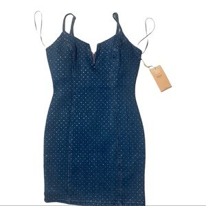 Jean dress. Size: S. with rhinestones all over it.